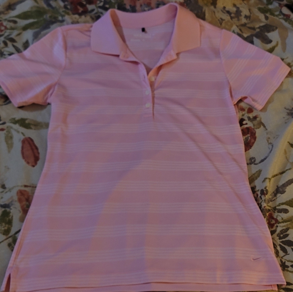 Nike Golf Pink Striped Polo